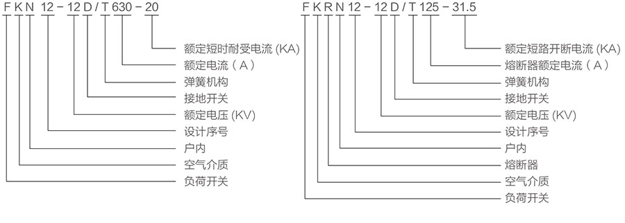 FKN12-12D/T630-20高壓壓氣式負荷開(kāi)關型号含義